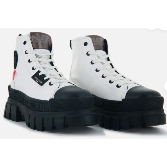 PALLADIUM Women’s Revolt Hi TX Platform Boot Star White Size 7.5 Style 97242-116 - Picture 1 of 7